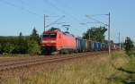 152 031 rollte mit einem gemischten Güterzug am 02.09.15 durch Jeßnitz Richtung Bitterfeld.
