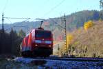 152 013-9 DB Schenker bei Förtschendorf im Frankenwald am 03.11.2015.