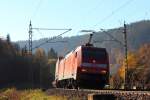 152 030-3 DB Schenker bei Förtschendorf im Frankenwald am 03.11.2015.