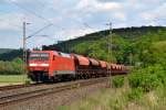 152 124 mit einem Ganzzug bestehend aus Tads und Tannoos-z am 25.05.2015 bei Salzderhelden.