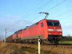 152 161 und 232 401 stehen am Morgen des 14.01.07 in Martensdorf bei Stralsund.