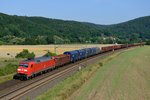 Mit dem EZ 51991 von Hagen Vorhalle nach Nürnberg Rbf hatte 152 065 am 19. Juli 2014 einen schönen gemischten Güterzug am Haken, hier aufgenommen bei Harrbach.