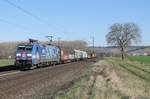 152 138-4 DB mit gemischtem Güterzug bei Retzbach-Zellingen am 28.03.2017