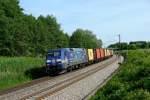 152 138 mit einem Containerzug am 29.05.2011 unterwegs bei Gutmart.