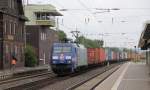 152 138-4 mit Containerzug in Fahrtrichtung Süden. Aufgenommen in Eichenberg am 12.09.2013.