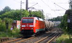 152 077-4 DB kommt als Umleiter mit einem Kesselzug aus  Antwerpen-BASF(B) nach Ludwigshafen-BASF(D) und kommt aus Richtung