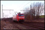 DB Cargo 152030 ist hier am 25.1.2005 als Leerfahrt in Westerkappeln Velpe in Richtung Osnabrück unterwegs.