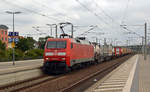 152 059 führte am 14.07.19 einen Containerzug durch Bitterfeld Richtung Dessau.