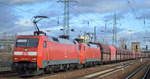 DB Cargo AG [D] mit der Doppeltraktion  152 146-7  [NVR-Nummer: 91 80 6152 146-7 D-DB] +   152 118-6  [NVR-Nummer: 91 80 6152 118-6 D-DB] mit Erzzug (leer) Richtung Hamburg am 28.01.20 Bf.