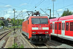 152 043-6 (Siemens ES64F) DB als Tfzf durchfährt den Bahnhof Ludwigsburg auf Gleis 4 Richtung Kornwestheim.