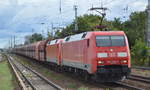 DB Cargo AG [D] mit der Doppeltraktion  152 098-0  [NVR-Nummer: 91 80 6152 098-0 D-DB] +  152 108-7  [NVR-Nummer: 91 80 6152 108-7 D-DB] mit Erzzug (leer) Richtung Hamburg (Hansaport) am 01.09.20