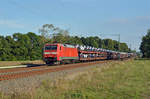 Am Abend des 29.09.20 rollte 152 036 mit einem Autozug Skoda durch Jütrichau Richtung Magdeburg.
