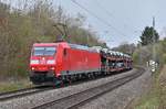 Heute ist die 185 165 mit dem Mittags-Audizug durch Neckargerach gen Heidelberg fahrend zusehen. 14.4.2021