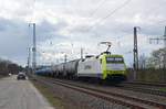152 197 der Captrain schleppte am 13.04.21 einen CD-Cargo-Kesselwagenzug durch Saarmund Richtung Schönefeld.