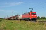 Am Morgen des 06.07.21 rollte 152 025 mit einem gemischten Güterzug durch Braschwitz Richtung Magdeburg.