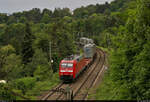 Ein KLV-Zug ist mit 152 160-8 (Siemens ES64F) Richtung Kornwestheim unterwegs und wurde oberhalb des Schnarrenbergtunnels in Stuttgart festgehalten.