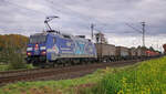 AlbatrosExpress 152 134-3 am 26.10.2021 mit einem gemischten Güterzug in Kaarst.