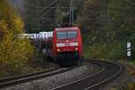 Im Gleisbogen auf höhe des Bauhofes kommt am Mittag gegen 13.00 Uhr die 152 059 mit dem Audizug aus dem Bogen in Neckargerach gefahren.