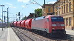 DB Cargo AG, Mainz mit  152 051-9  (NVR:  91 80 6152 051-9 D-DB ) und einem Kali-Güterzug am 15.06.21 Durchfahrt Bf. Wittenberge.