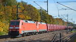 DB Cargo AG [D] mit der Doppeltraktion  152 086-5  [NVR-Nummer: 91 80 6152 086-5 D-DB] +   152 082-4  [NVR-Nummer: 91 80 6152 082-4 D-DB] und dem Erzzug aus Ziltendorf EKo (leer) Richtung Hamburg am