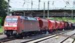 DB Cargo AG [D] mit ihrer  152 073-3  [NVR-Nummer: 91 80 6152 073-3 D-DB] und einem Ganzzug Schüttgutwagen mit Schwenkdach am 22.05.20 Vorbeifahrt Bahnhof Hamburg Harburg.