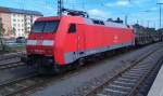 152 143 mit gemischten Güterzug am 26.05.2012 in Bamberg abgestellt.