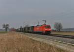 152 080 mit einem Containerzug am 28.03.2013 bei Langenisarhofen.