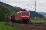 152 001 mit gemischten Güterzug am 11.05.2013 zwischen Pressig-Rothenkirchen und Neukenroth gen Kronach.
