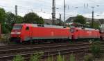 DB Schenker Rail 152 156-6 und 152 163-2 am 14.06.14 in Koblenz Lützel von einen Öffentlichen Fotopunkt aus Fotografiert