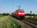 DB Schenker Rail 152 035-2 mit gemischten Güterzug am 06.06.15 bei Mainz Bischofsheim Netztrennstelle 