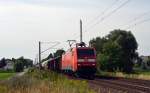 152 119 schleppte am 01.08.15 einen gemischten Güterzug durch Jeßnitz Richtung Dessau.