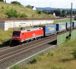 DB Cargo 152 015-4 mit LKW Walter KLV am 18.08.16 bei Neuhof (Kreis Fulda) auf der KBS615