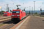 Druchfahrt am 06.08.2015 von der Nürnberger 152 075-8 als Lokzug durch den Badischen Bahnhof von Basel in Richtung Weil am Rhein/BW Haltingen.