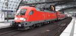 182 009 mit dem RE1 nach Eisenhüttenstadt fuhr am 14.12.2018 aus dem Berliner Hbf raus.