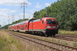 182 015 als RB 32 nach Oranienburg am 23. Juni  2026 auf den s�dlichen Berliner Aussenring bei Diedersdorf. 
