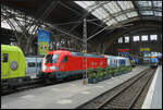 DB Systemtechnik 182 506 mit DZSF-Forschungszug des Eisenbahn-Bundesamtes D-RADVE 56 80 90 94 010-3 Dmz am 19.09.2026 auf Gleis 16 in Leipzig Hbf.