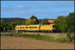 DB Netzinstandhaltung 182 536 (NVR: 91 80 6182 536-3 D-DB) mit dem RAILab1 Messzug am 22.09.2026 auf der Frankenbahn bei Moos auf dem Weg von Stuttgart nach W�rzburg.