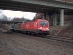 182 001-8 mit ihren Gz. bei Fulda Richtung Norden am 31.01.09