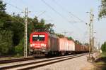 182 009 mit einem gemischten Gterzug am Abend des 23.05.2009 in Haar (bei Mnchen).