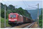 Railion 182.022 kam mit diesem Gterzug am 27.6.2009 durch Tullnerbach-Pressbaum.