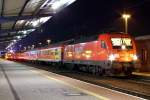 182 008-3 mit einem RE10 hier in Cottbus Hbf. Seine Reise wird den Taurus noch nach Leipzig Hbf bringen. 13.12.2009