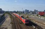 182 002 mit Aufkleber  20 Jahre RE 20 Ein Takt der Bleibt  auf der Seitenwand in Berlin Warschauer Straße 28.09.2014