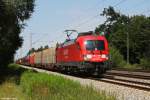 182 021 mit einem gemischten Güterzug am 09.07.2011 in Haar.