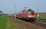 Am 03.04.16 fuhr 182 022 mit einer S2/RB von Magdeburg kommend durch Rodleben Richtung Dessau, Ziel des Zuges ist Leipzig-Connewitz.