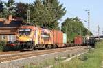 TX Logistik 182 572 (ES 64 U2-072) „Wir brennen für das was wir tun“ auf der Bahnstrecke Friedberg-Hanau bei Bruchköbel am 24. August 2019