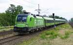 MRCE Taurus ES 64 U2-07 / 182 507 [9180 6182 507-4 D-DISPO] zieht den Flixtrain Zug 1358 der Linie FLX 35 Richtung Hamburg und durchfährt den Bf.