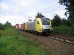 ES 64 U2-097 mit Containerzug     GUB Hannover Limmer,08.09.2007