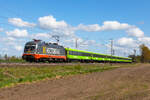 Flixtrain gezogen von 182 504 der Hectorrail südlich von Twistringen nach Osanabrück. 26.4.26
