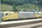 Diemens Dispolok ES 64 U2-009 TXLogistik ARS Altmann AG am 29.08.2004 im Bahnhof Brenner.