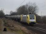 ES 64 U2-070 mit Kesselwagenzug am 07.03.2009 durch Ahlten -> Lehrte